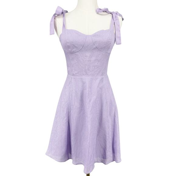Armani Exchange Flared dress with satin jacquard bows Violet Sky Size 4 A|X - Picture 5 of 12